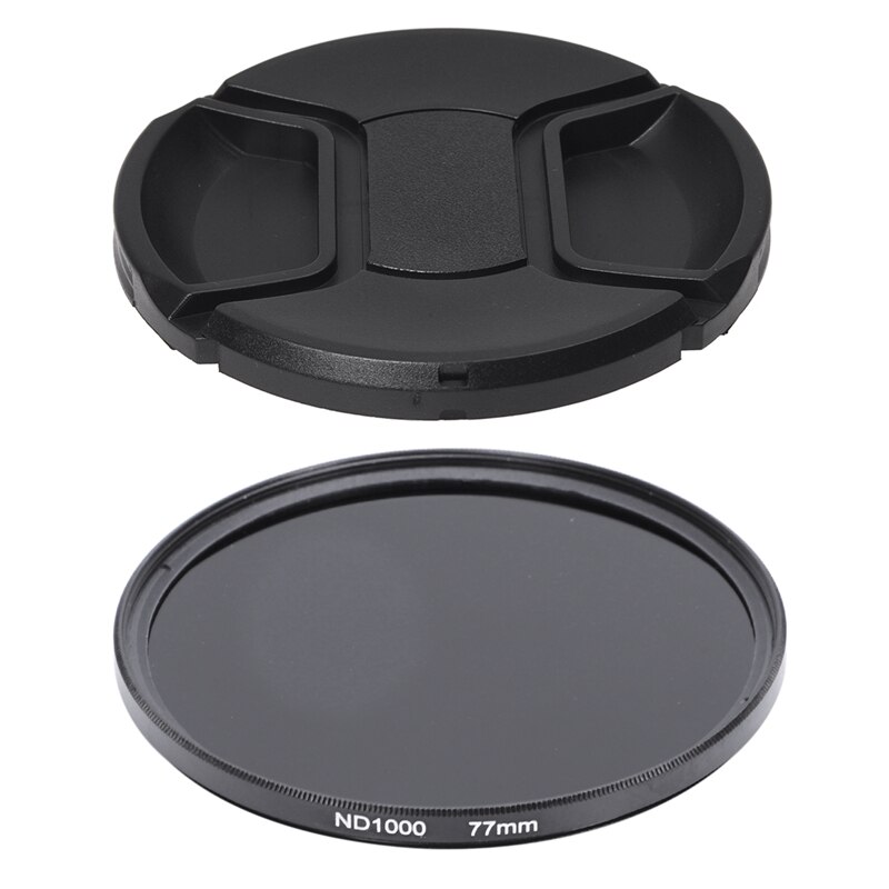 77mm ND1000 Neutral Density Filter for Nikon Canon UK SR1Q & Univeral 77mm Front Lens Cap Cover for DSLR SLR Camera