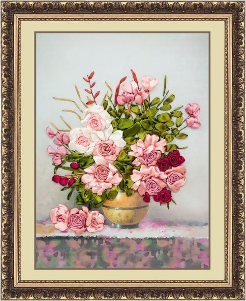 Handwerken, DIY Lint kruissteek Sets voor Borduurwerk kit, mooie Blossom rose bloemen Kruissteek handwerk huis decor
