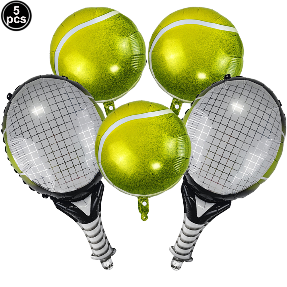 Juego de 5 uds de globos de tenis, globos de cumpleaños, globos de aluminio con números verdes de 32 pulgadas, globos de raqueta de tenis, decoración de temática de tenis: Verde menta