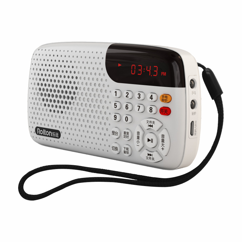 MINI Version Card Speaker LED Display Portable Speaker Tone USB&amp;TF Radio Morning Exercise Singing Machine for the Elderly: white