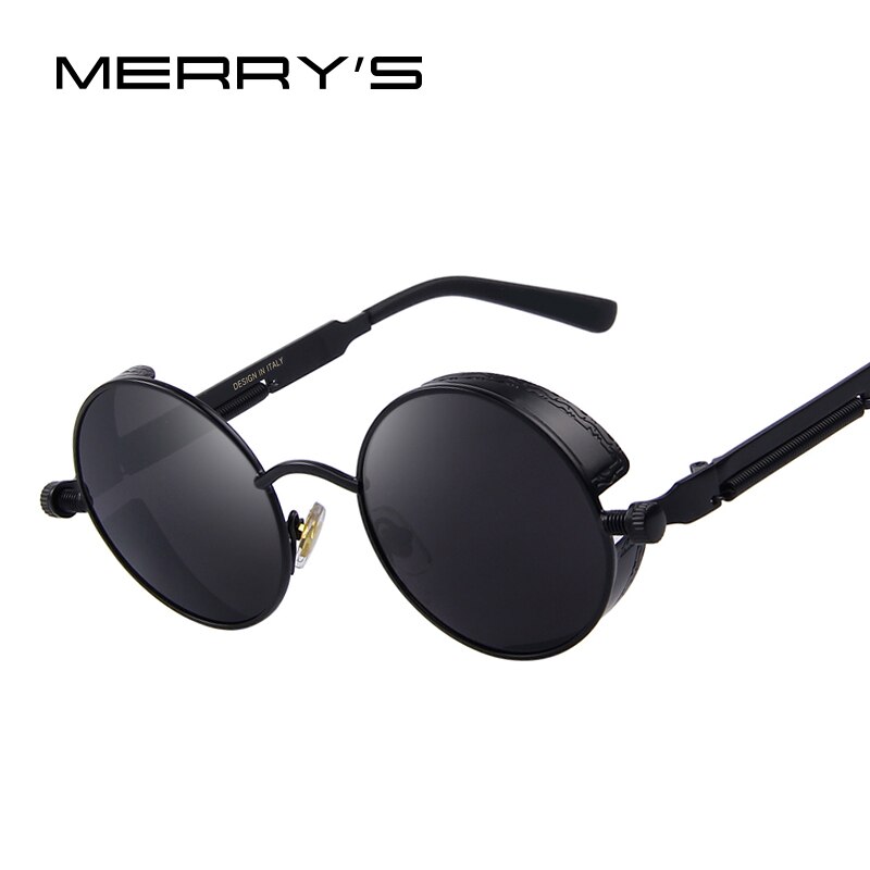 Merrys vintage dam steampunk solglasögon märke runda solglasögon oculos de sol  uv400