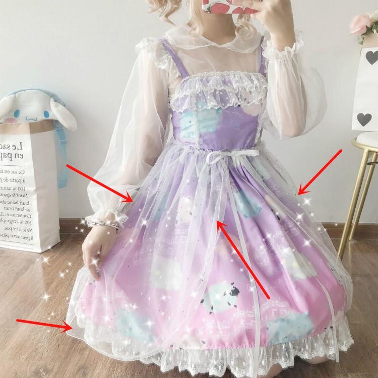 Kawaii japanilainen pehmeä sisko lolita mekko vaalea lolita sisällä nukke kaulus sling mekko naiset: Ulompi kansi