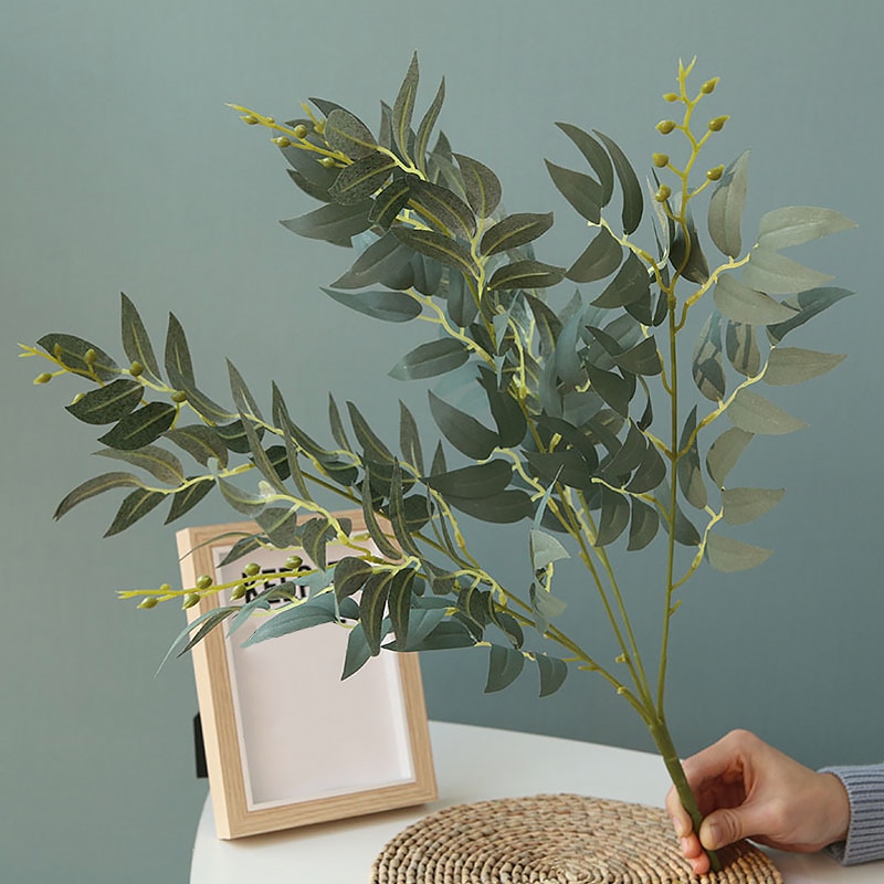 Kunstige dekorative blade grene hvid grøn rød eukalyptus stor buket blomster til hjemmefest bryllupsdekoration