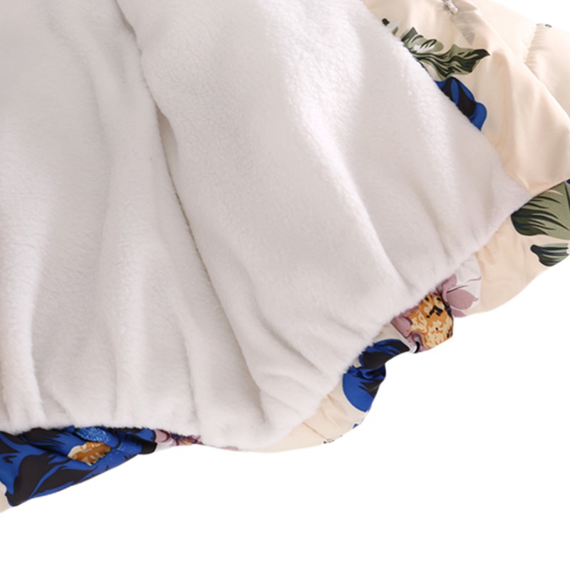 Moda cappotto carino da bambina con stampa orchidea invernale