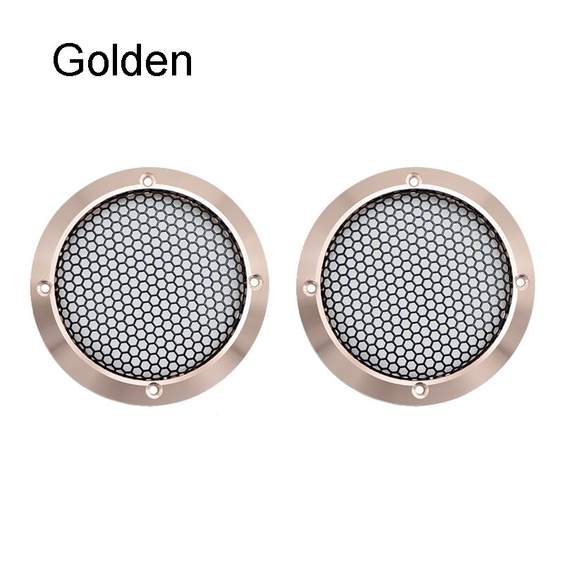 2 STUKS 3.5 "Auto Speakers Aluminium Mesh Cover 3.5 Inch Midrange Speaker Grill Aluminium Speakers Cover Metalen Bescherming Beschermende: Goud