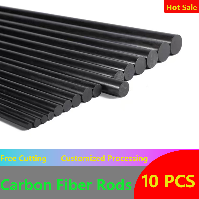 10pcs carbon fiber solid rods 1mm 2mm 3mm 4mm 5mm 6mm