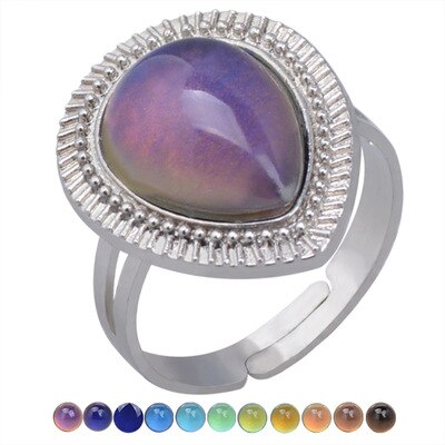 Hart Mood Kleur Veranderen Ringen Voor Vrouwen Zilveren Sieraden Passen Ring Vrouwelijke Bruiloft Belofte Ringen Dames Temperatuur Ring: 030