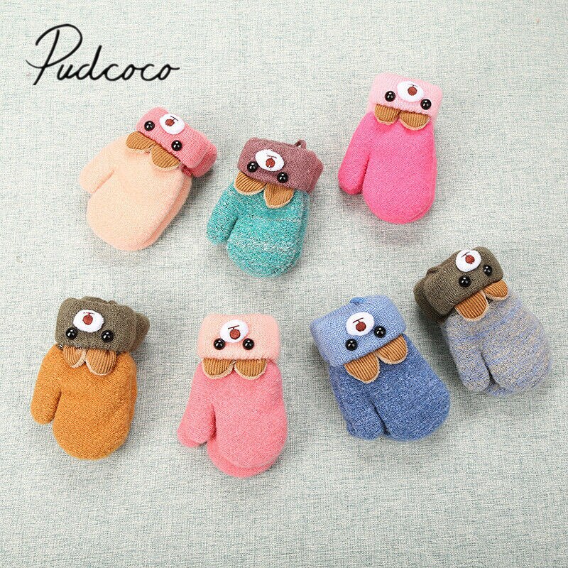 Baby Stuff Accessoires Winter Warm Peuters Baby Jongen Meisjes Kids Dikke Bont Cartoon Beer Handschoenen Wanten Voor 0- 3