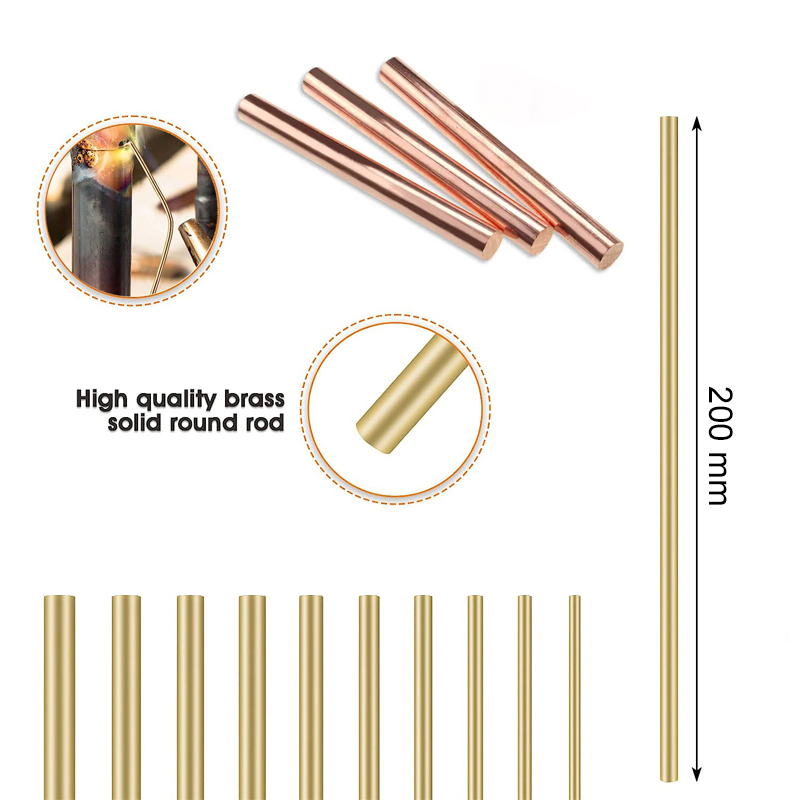 1-5 stk. metal rundstang til drejebænk, gør-det-selv-værktøj, diameter 3-10mm,  længder. 200mm,  metaller inkluderer messing, rustfrit stål, kobber
