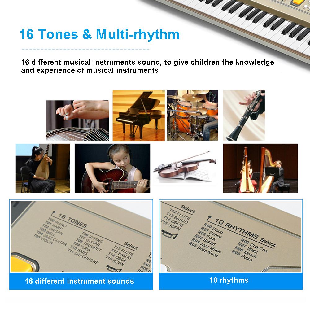 61 Keys Electronic Piano Keyboard Kids Piano Keyboard Music Instrument Learning Keyboard with Microphone for Kids Early Educatio