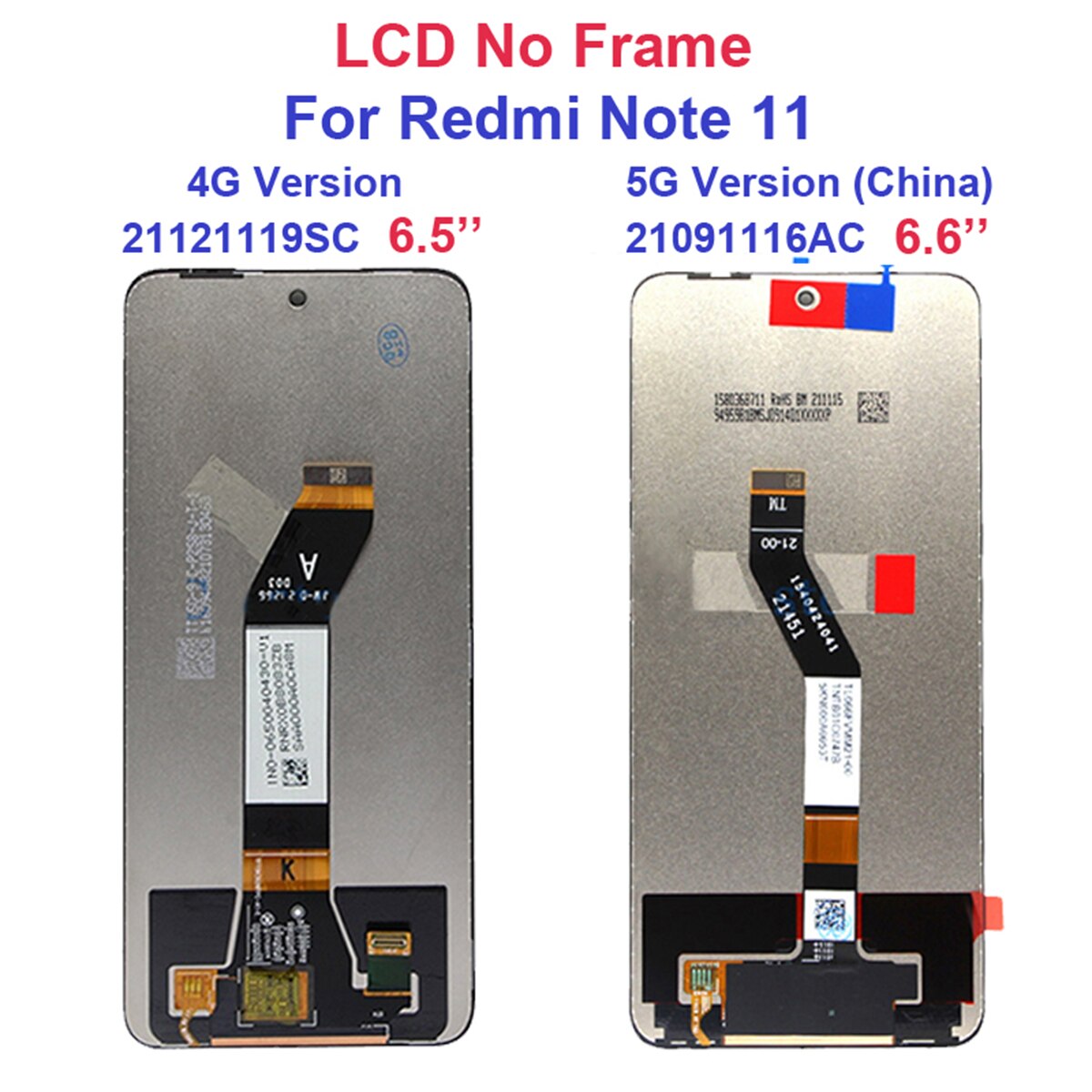 Original For Xiaomi Redmi Note 11 4G 5G LCD Display Touch Screen Replacement Digitizer For Redmi Note11 2201117TG 21091116AC LCD