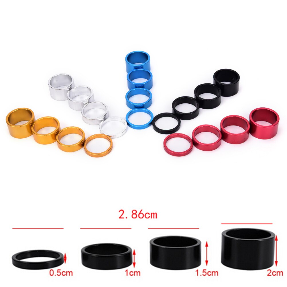 Lot 4 Entretoises Direction Vélo Aluminium 5/10/15/20mm - Pour Réglage Hauteur Potence, VTT, Route