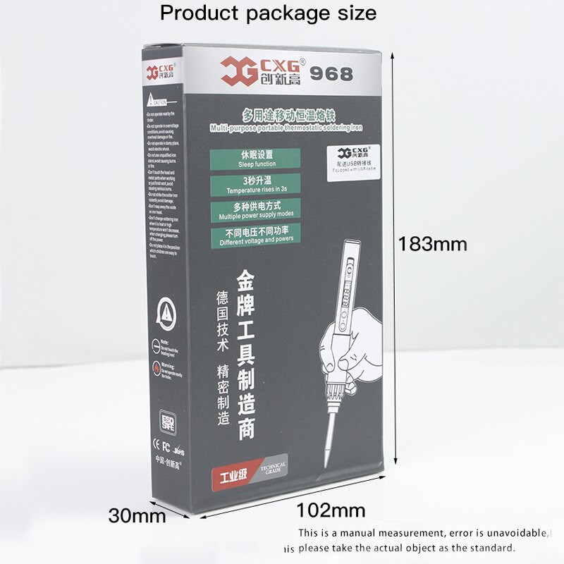 Cxg 968 Usb Soldeerbout Elektrische Mini Draagbare Verstelbare Constante Temperatuur Slaap Functie Led Display Las Gereedschap 24V 230W