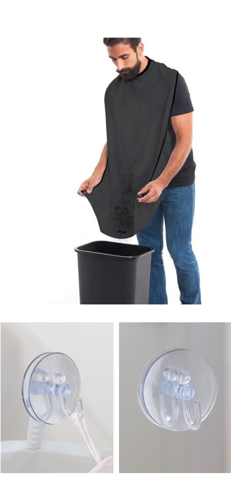 Capa de corte de pelo impermeable, delantal de afeitado plegable Unisex, para salón de belleza, peluquería, Colector de pelo: shaving cloth black