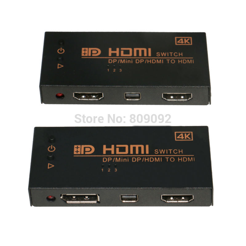4 k 3D Mini 3 Port MINI dp hdmi Switch Switcher 3 in 1 hdmi Distributeur Splitter Voor HDTV PS3 XBOX/PC Laptop