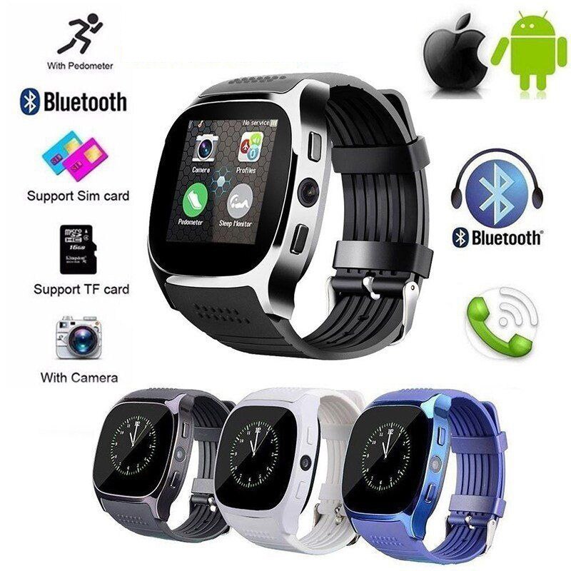T8 Waterdicht Stappenteller Sport Fitness Tracker Bluetooth Smart Running Calorie Stappenteller Gsm Sim Sport Gezondheid Horloge Met Camera