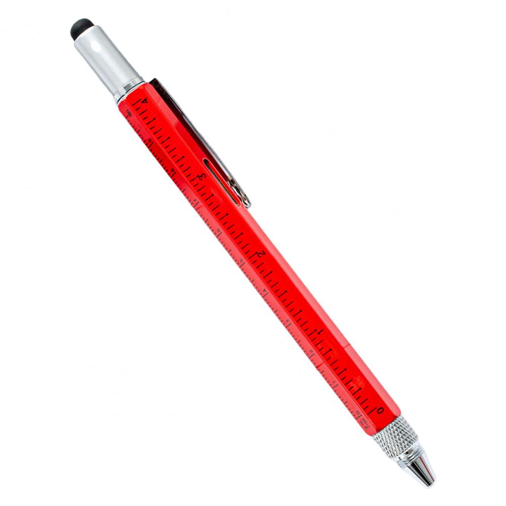 Multitool Stift 6 In 1 Tragbare Metall Tragen Beständig Tech Tool Stift Skala Kapazitiven Stift Metall Kugelschreiber für Büro: Rot