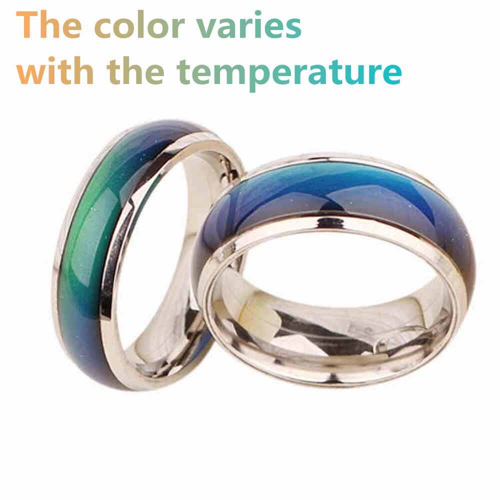 Edelstahl-Ring für Männer und Frauen, wechselnde Farbe, Stimmungsring, temperaturempfindlicher, glasierter, siebenfarbiger Ring, Paarschmuck