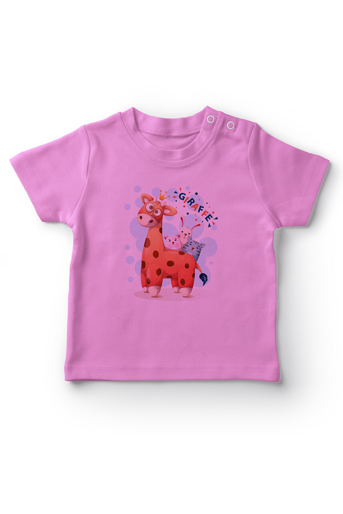 Angemiel Baby Giraffe Üzerineki Leuke Dieren Baby Meisje T-shirt Roze