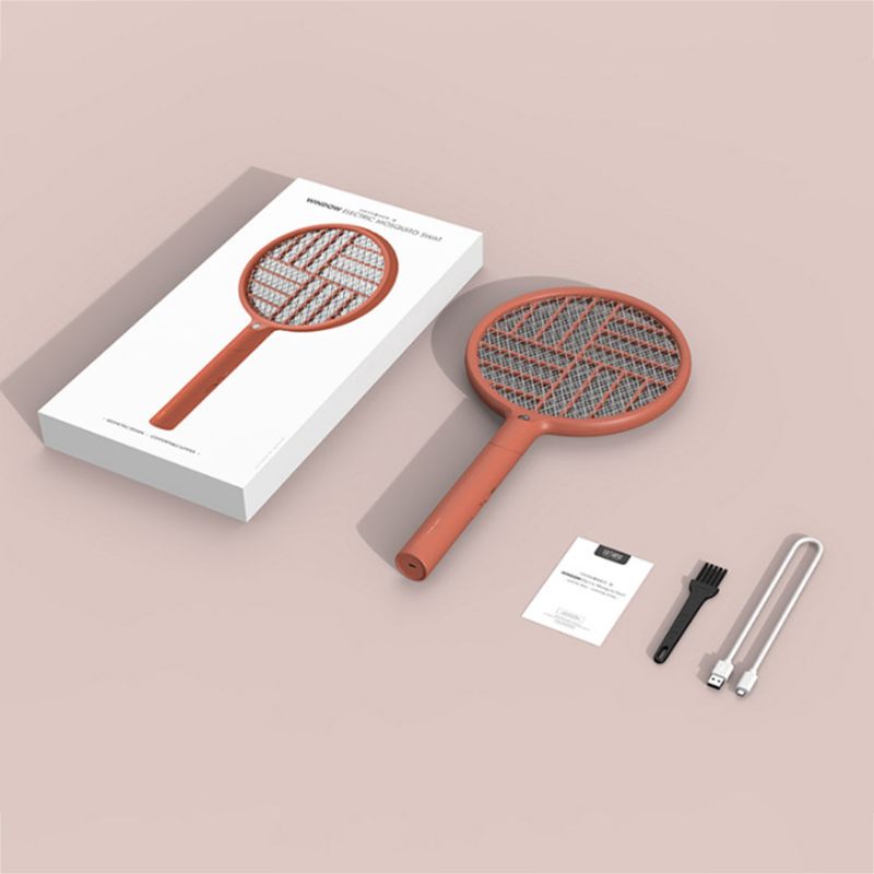 2 in 1 Foldable Electric Fly Swatter 1200mAh - Rechargeable Bug Zapper Tennis Racket with Safe to Touch Mesh Net