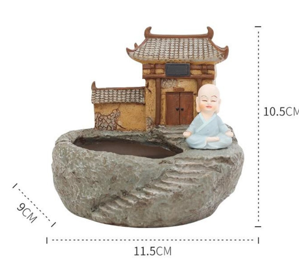 1Pcs Boeddhisme Tempel Resin Bloempot Succulente Planten Planter Monnik Bloempot Thuis Tuin Decoratie Bonsai Bloempot