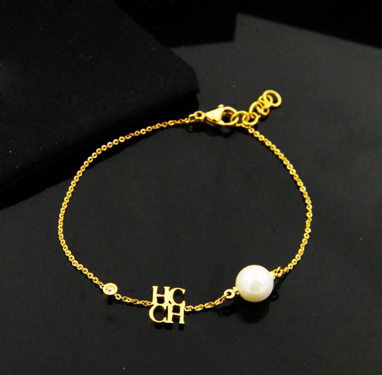 OL estilo de cadenas de pulseras dijes de brazalete fino de alto grado CH cartas perla pulsera para las mujeres