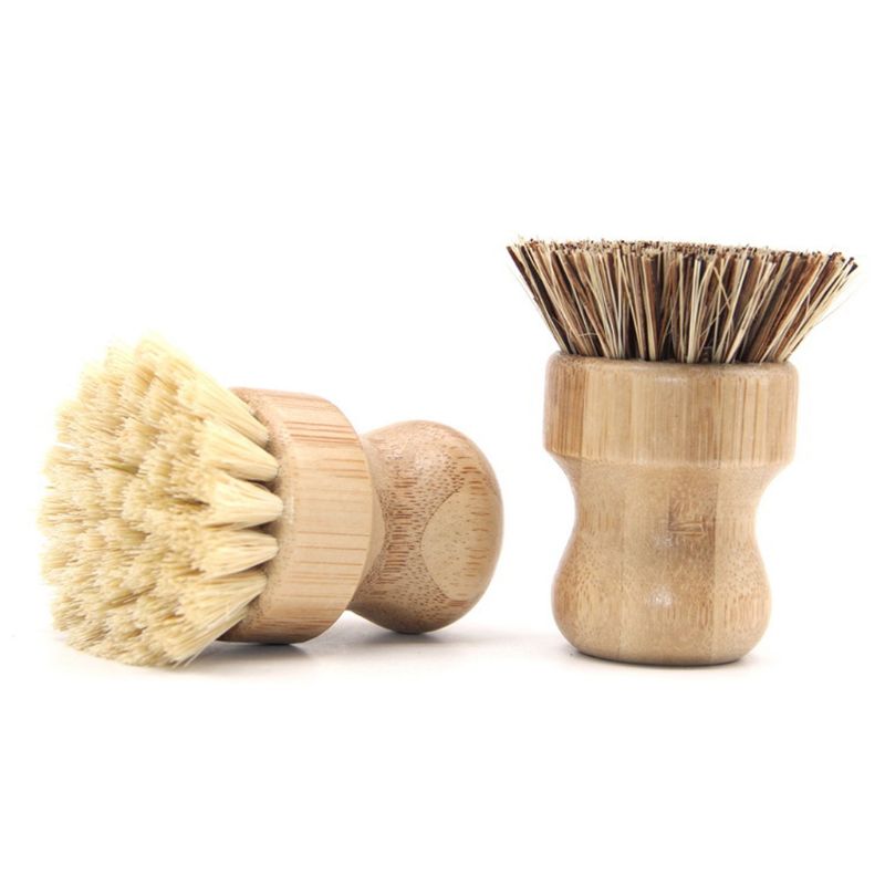 Sisal Bambus Palme Küche Pfanne Topf Reinigung Pinsel Kurze Runde Holz Griff Haushalt Schüssel Schüssel Waschen Werkzeuge