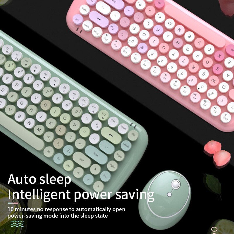 Wireless Waterproof Keyboard Retro 84 Round Keys =Punk Mouse Combos Keyboard Round Wireless Office Digital Keyboard Steampunk