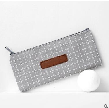 Etui met grote capaciteit, effen kleur vierkante briefpapier tas, draagbare eenvoudige potlood tas, middelbare school student briefpapier tas-Yellow|20 * 9.5 * 5cm