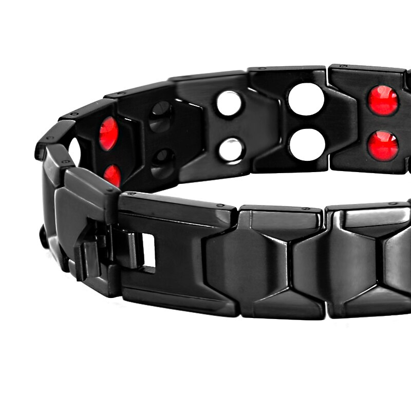 LITTLE FROG Health Magnetic Therapy Bracelet Men Jewelry Black 316L Stainless Steel 4 Elements Bracelets & Bangles 10239