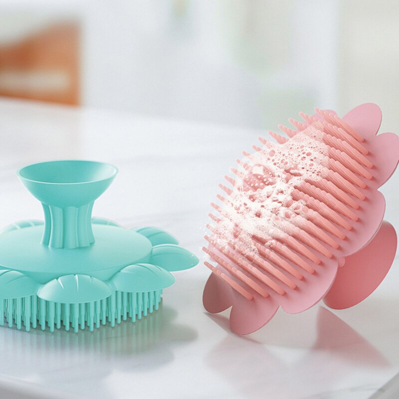 Bonito estilo flor pente do bebê crianças pentes para recém-nascido shampoo segurança silicone macio escova de banho escova de cabelo do bebê