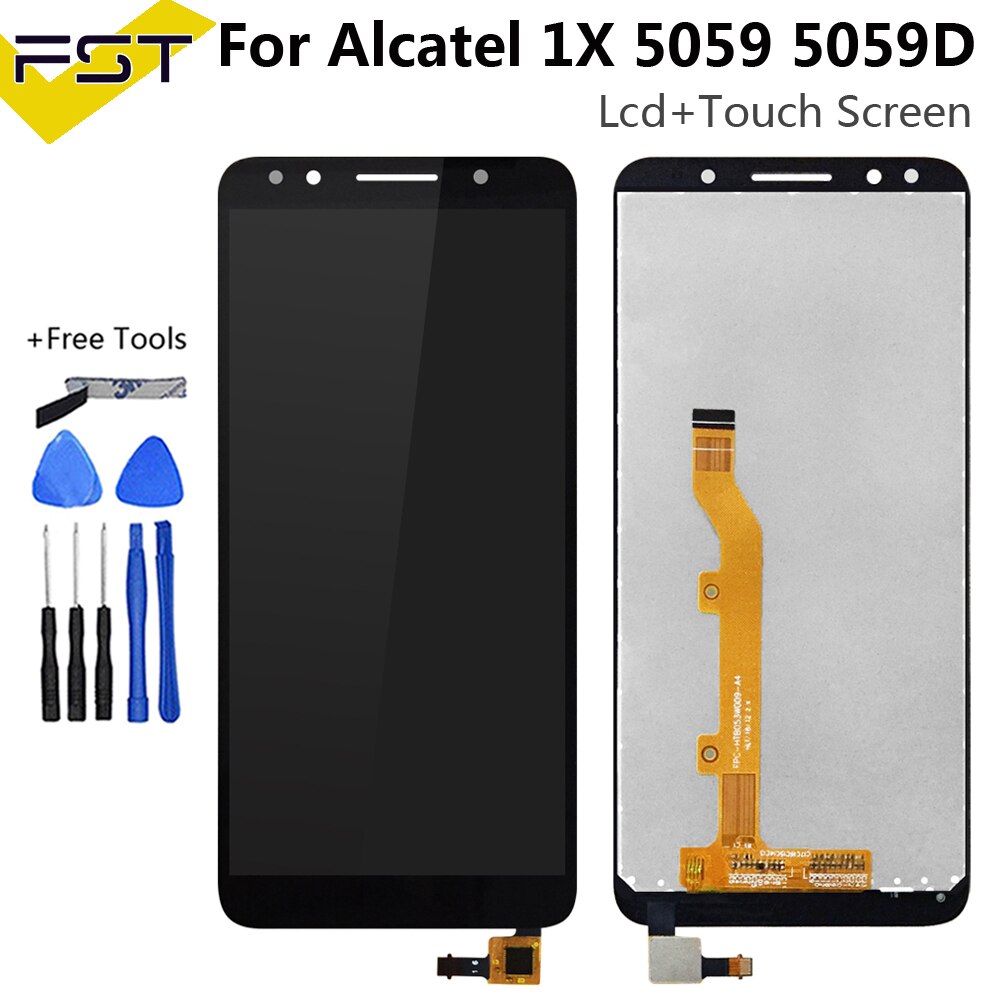 5.3 ''pour Alcatel 1X écran LCD + écran tactile numériseur pour 5059 5059A 5059D 5059I 5059J 5059T 5059X 5059Y: Black LCD Assembly