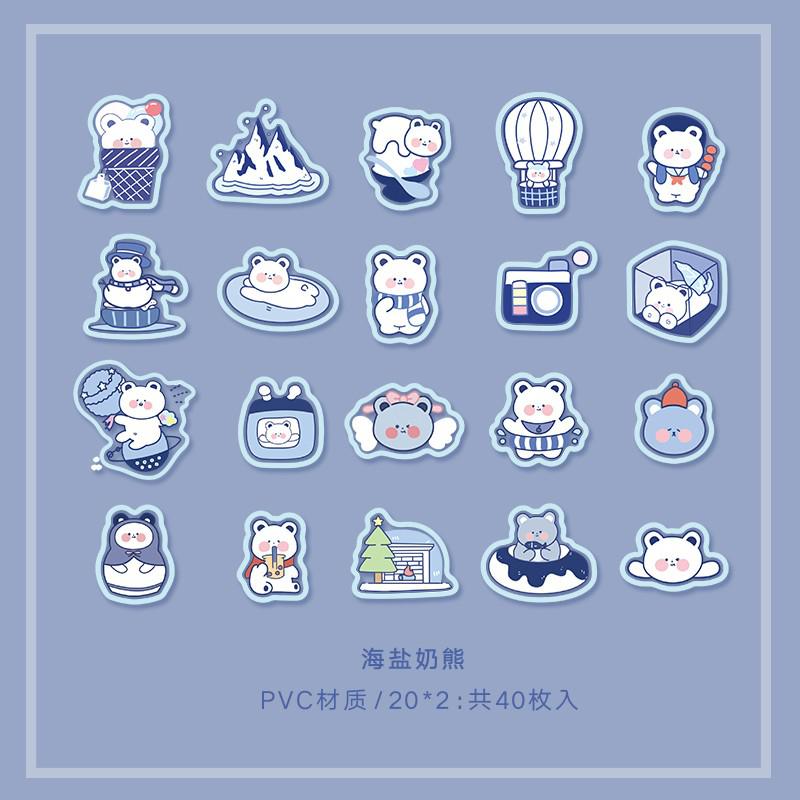 40 Pcs Kawaii Washi Stickers Set Animal Bunny Kat Planeet Lijm Label Decoratieve Sticker Label Voor Scrapbooking Journaling: F