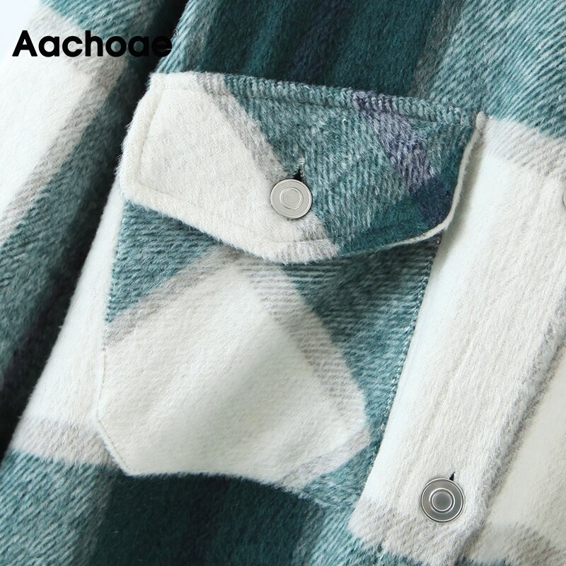 Aachoae dames lange geruite jas met omslagkraag, casual dames wollen jassen, vleermuismouwen, losse zakken, herfst/lente