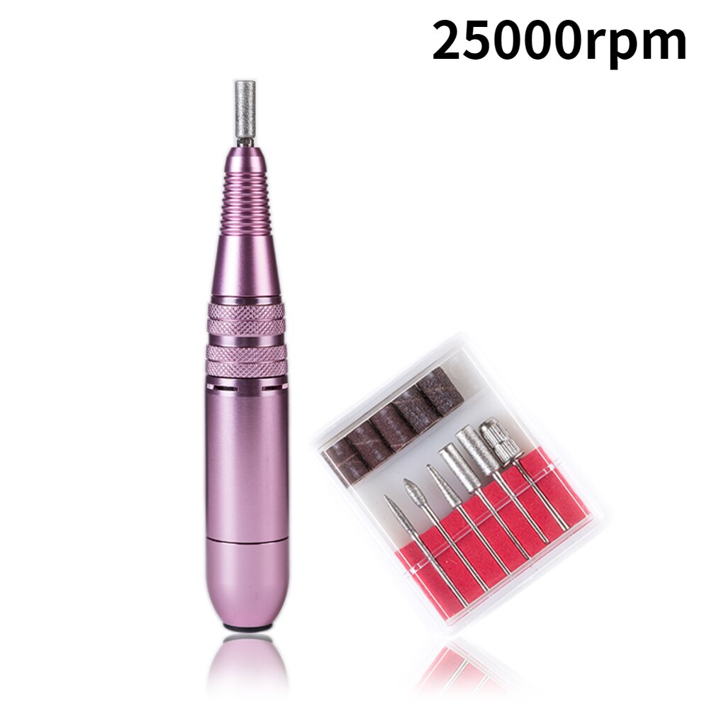 Roze 35000/25000Rpm Draagbare Nail Boor Manicure Machine Set Elektrische Nagelvijl Sterke Power Beroep Nail Tool Voor nail Salon: 25000rpm Pink