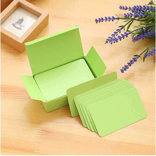 Blank DIY Small Paper Card Colorful Word Card Note Message Card Business Card Bookmarks Learning Cards: Light Green