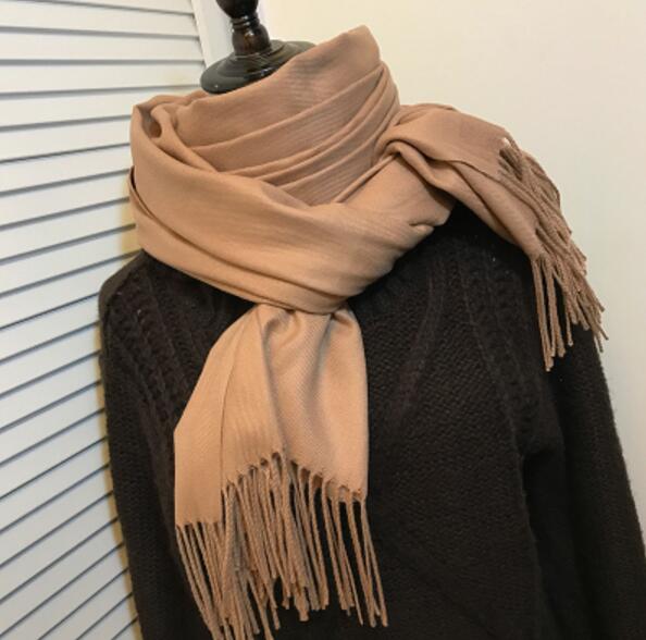 Winter Women Scarf Solid double-side Soft Cashmere Scarves Shawl And Wraps Bandana Female Foulard Tassel
