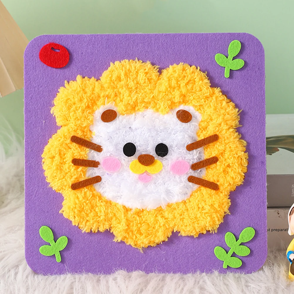 Handmade Wool Embroidery Children's Handmade Plush Sewing Board DIY Sewing Plush Animals Educational Craft Kit: DARK GRAY