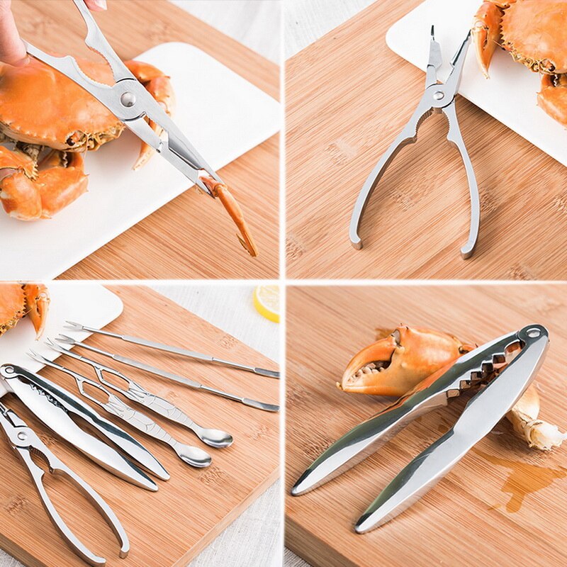 Rustfrit stål fisk og skaldyr værktøj kiks plukker skeer sæt rejer værktøj hummer klemme tænger klip pick sæt