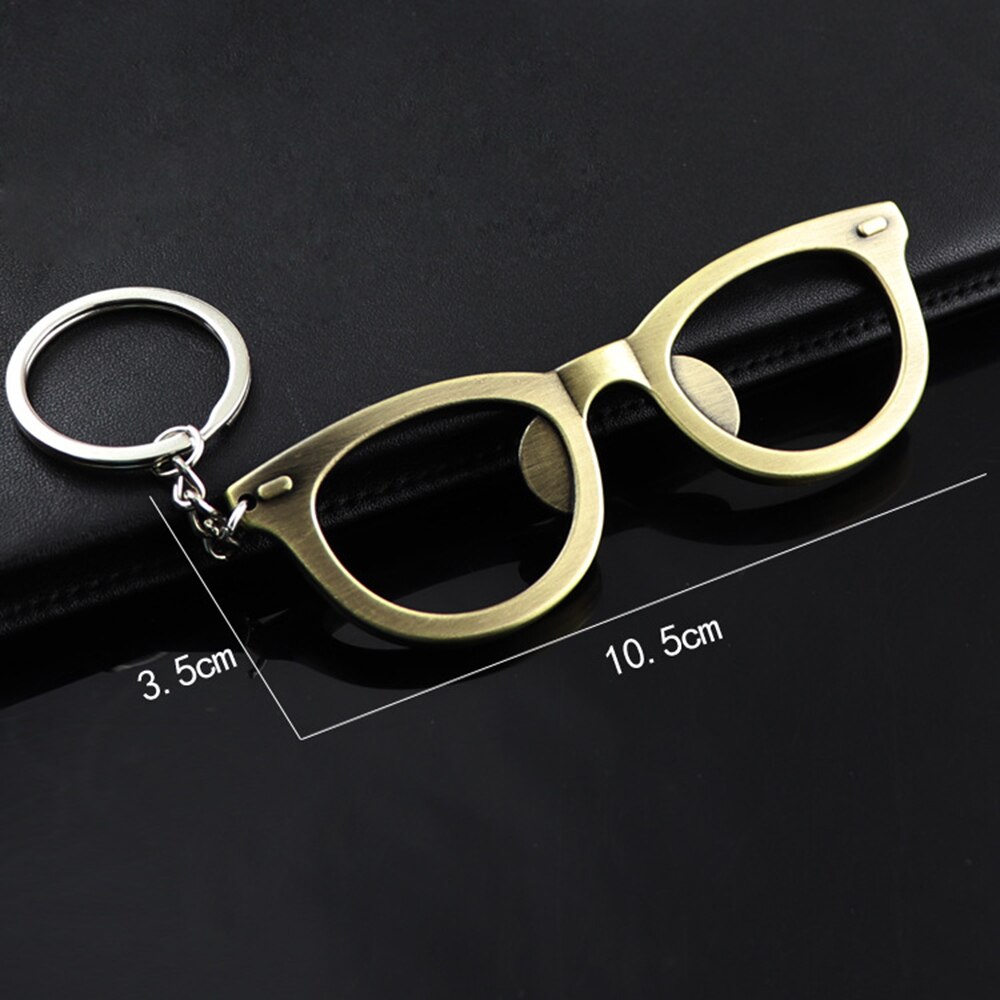 Portable Bottle Opener Metal Glasses Shape Bottle Opener Keychain Keyring Ornaments Beer Opener Ring Bar Tools