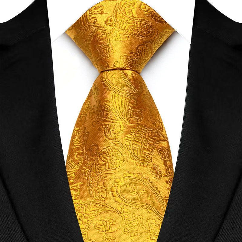 Gravata masculina luxuosa de 8cm, cor amarela, listras, gravatas sólidas para homens, noivo, jacquard, tecido, gravata de pescoço para negócios, festa de casamento