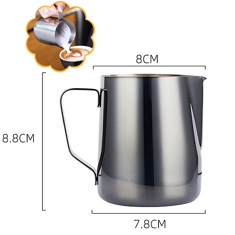 kitchen Home Coffee Milk Pitcher 350ml Stainless Steel Latte Art Frothing Jug Supplies Cappuccino Espresso With Scale Frother: E