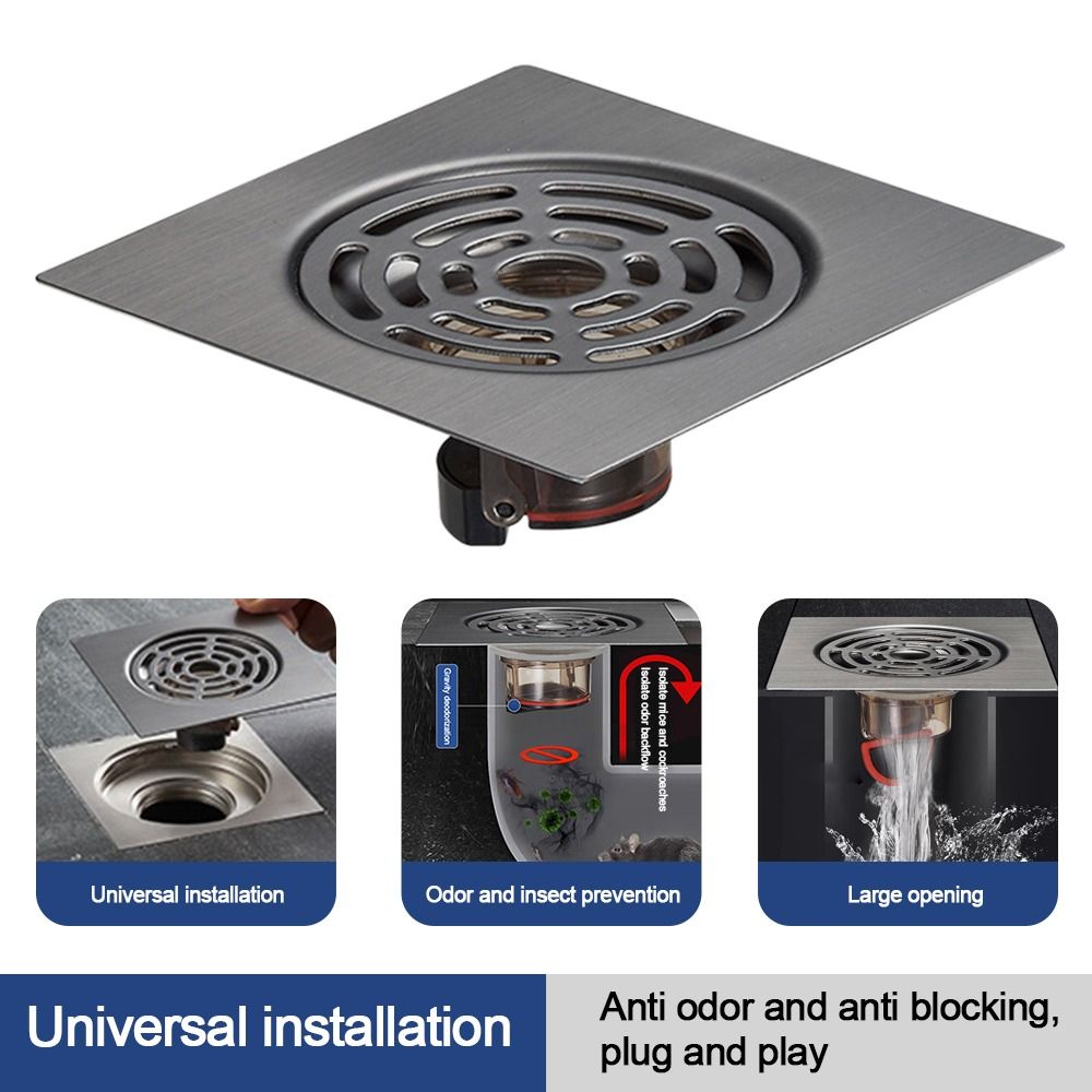 Vierkante Badkamer Afvoerafdichting Stopper Anti Geur Afvoer Afdekking Grote Uitval Insectenpreventie Afvoerfilter