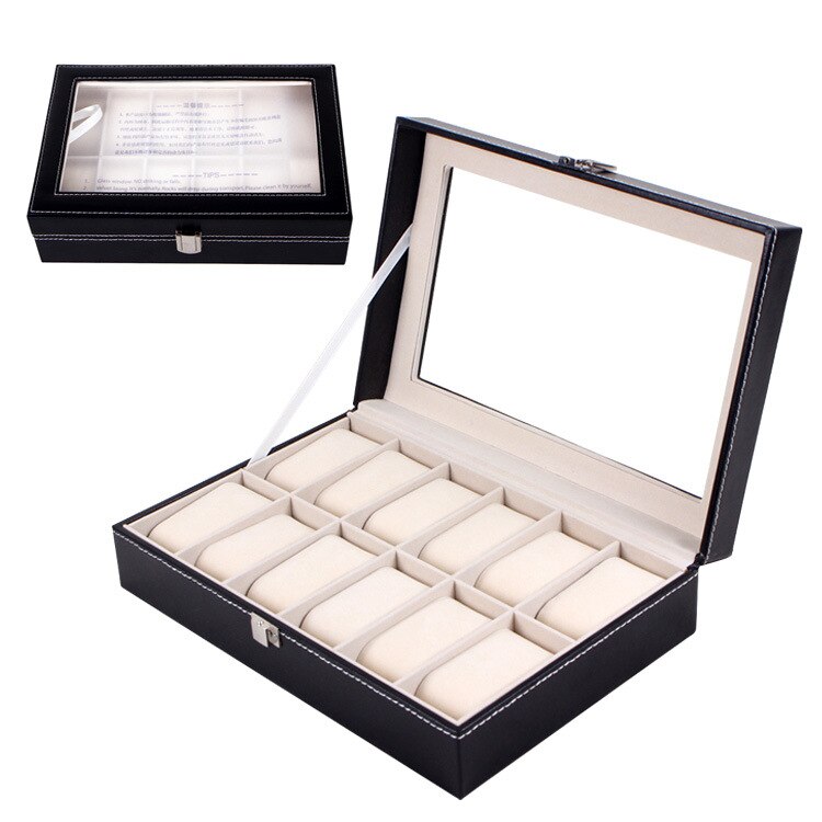 Watch Display Box - Luxury PU Leather Organizer - 2 to 12 Grids - Jewelry Storage Case