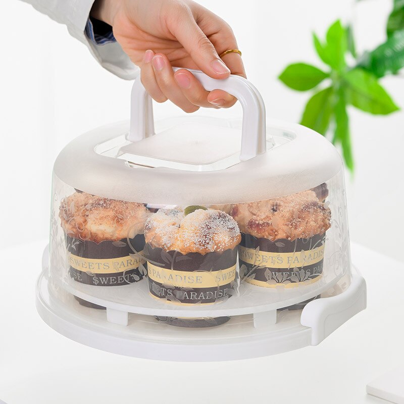 Portable Cake Storage Box Round Birthday Cake Box Kitchen Wedding Baking Container YE