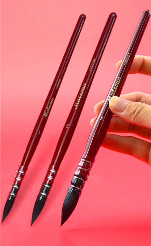 Pincel de pelo de ardilla hecho a mano para artista, pincel de acuarela pintado a mano, pinceles puntiagudos para acuarela Gouache Wash Mop Pen 1901: 1488  1 2 4