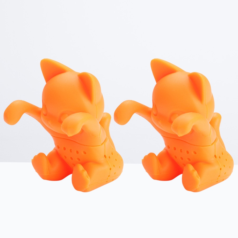 2 stuks schattige siliconen katten thee-infuser, dieren, losse theezeef, filter, diffuser, keukengereedschap, gadgets (oranje)
