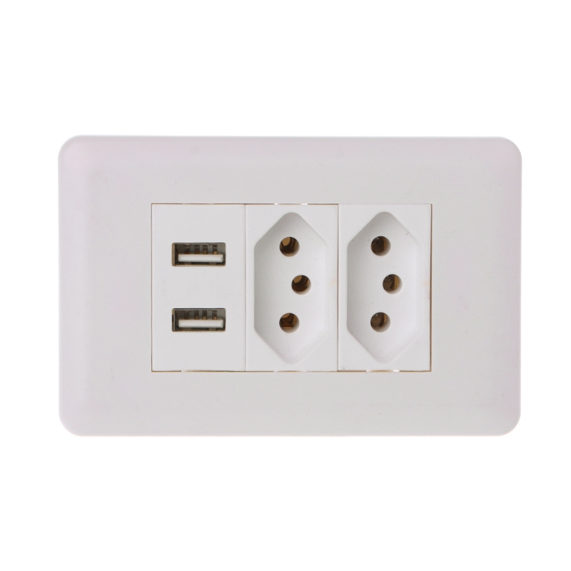 Wall Power Brazil Socket 15A Brasil Standard Double Soquete 5V 2100mA Dual USB Charger Port 115mm*75mm AC 110~250V