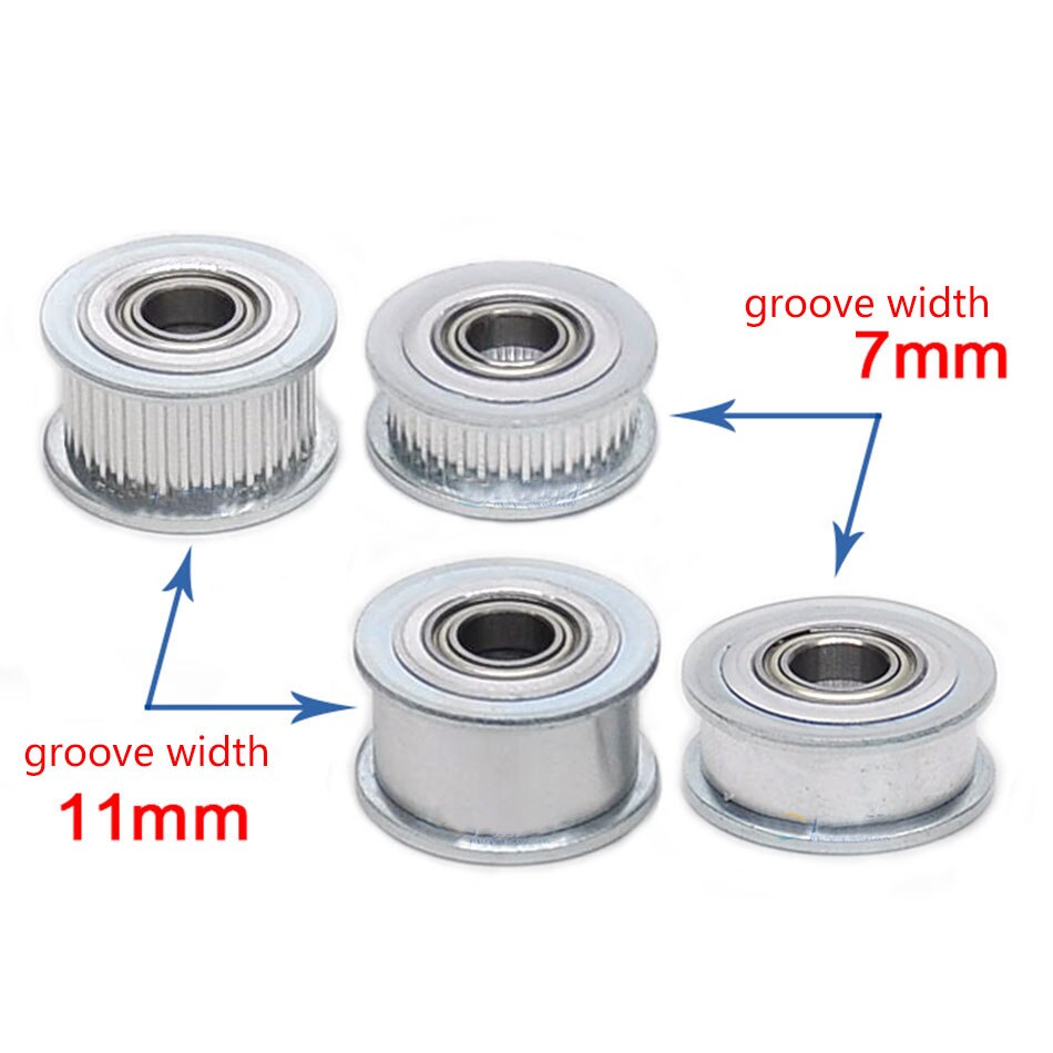 2GT 20 dientes rueda síncrona polea diámetro 3mm 4mm 5mm con rodamiento lateral doble para GT2 ancho de la correa de distribución 7mm 11mm