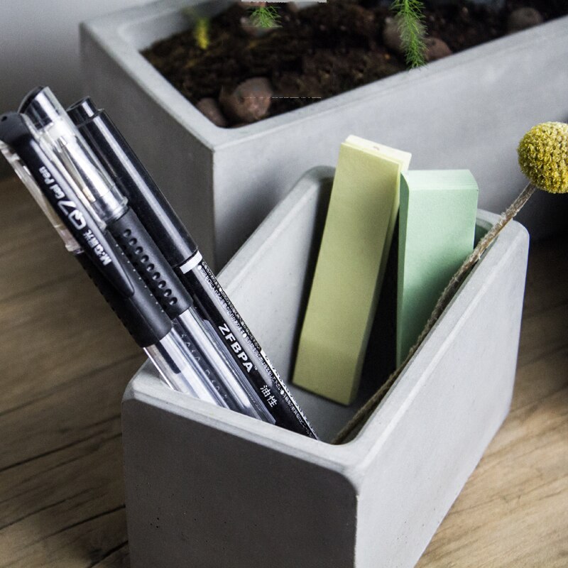 Molde rectangular grande de cemento para maceta de silicona, jarrón para el hogar, decoración de plantas suculentas, maceta de hormigón, moldes de jarrón de lápiz
